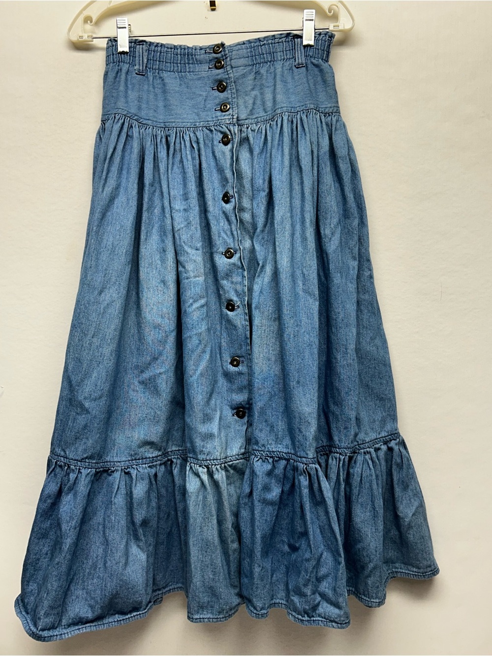 Candie's Light Blue Button-Front Denim Maxi Skirt - Picture 2 of 10